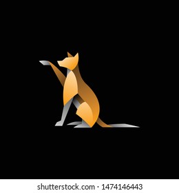 geometric brown cat logo. modern icon, template design