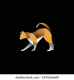 geometric brown cat logo. modern icon, template design