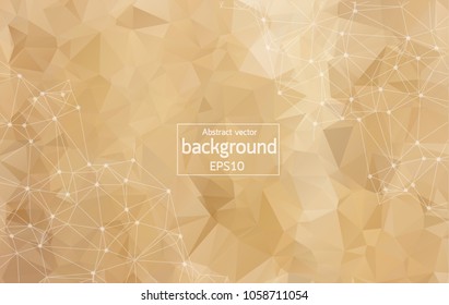Geometric Brown Polygonal background molecule and communication. Connected lines with dots. Minimalism background. Concept of the science, chemistry, biology, medicine, technology.