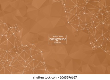 Geometric Brown Polygonal background molecule and communication. Connected lines with dots. Minimalism background. Concept of the science, chemistry, biology, medicine, technology.