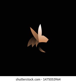 geometric brown rabbit logo. modern icon, template design