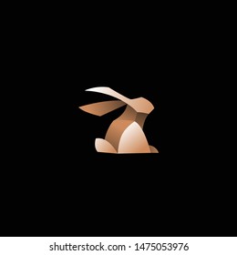 geometric brown rabbit logo. modern icon, template design
