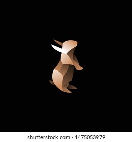 geometric brown rabbit logo. modern icon, template design