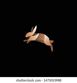 geometric brown rabbit logo. modern icon, template design
