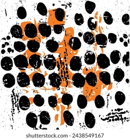 Geometrischer Pinsel Rund Schwarz Orange Farbe Linienmuster Hintergrund Abstrakte Kunst Design