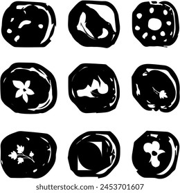 Geometric brush round pattern black leopard background abstract texture art print design 