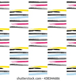 Geometric Brushstrokes seamless bold pattern. Vivid colors. 80s - 90s fashion style. Striped