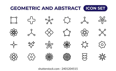 geometric brutalism forms sticker.Outline icon collection.
