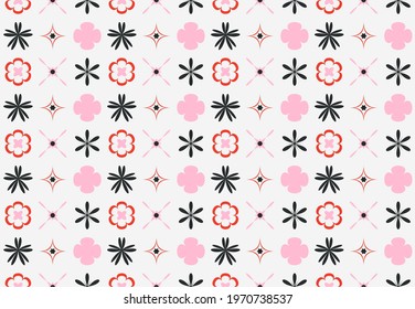 Geometric brutalism seamless pattern. Minimal retro ornament with abstract simple bold shapes, modern web vector background