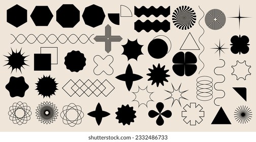 geometric brutalism shapes set. New modern elements swiss style. 