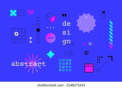 Geometric brutalist shapes. Simple bold geometrical swiss elements, bauhaus forms. Minimal vector primitive geo figures