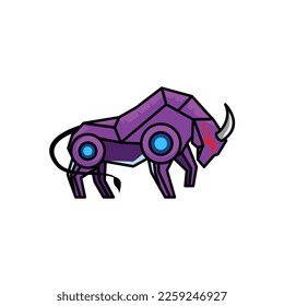 geometric Bull bison robotic logo	