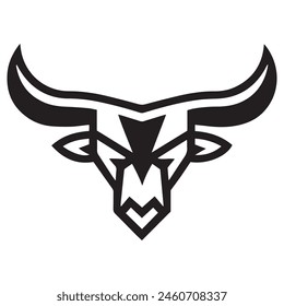 Geometric bull head logo in black and white. Modern, abstract vector design, ideal for finance or sports branding