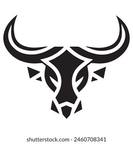 Geometric bull head logo in black and white. Modern, abstract vector design, ideal for finance or sports branding