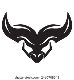 Geometric bull head logo in black and white. Modern, abstract vector design, ideal for finance or sports branding