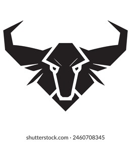 Geometric bull head logo in black and white. Modern, abstract vector design, ideal for finance or sports branding