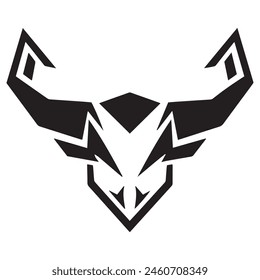 Geometric bull head logo in black and white. Modern, abstract vector design, ideal for finance or sports branding