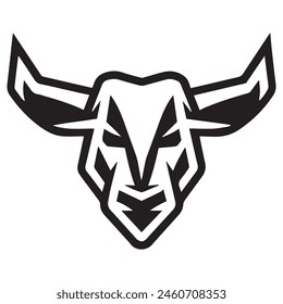 Geometric bull head logo in black and white. Modern, abstract vector design, ideal for finance or sports branding