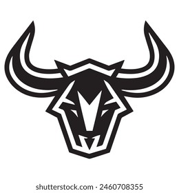 Geometric bull head logo in black and white. Modern, abstract vector design, ideal for finance or sports branding