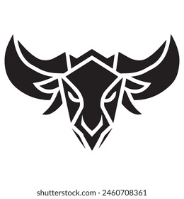 Geometric bull head logo in black and white. Modern, abstract vector design, ideal for finance or sports branding