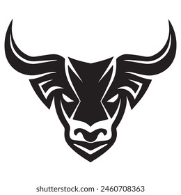 Geometric bull head logo in black and white. Modern, abstract vector design, ideal for finance or sports branding