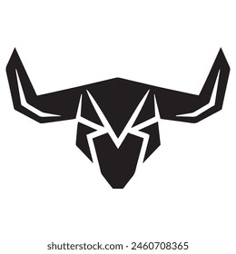 Geometric bull head logo in black and white. Modern, abstract vector design, ideal for finance or sports branding