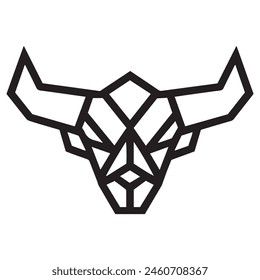 Geometric bull head logo in black and white. Modern, abstract vector design, ideal for finance or sports branding