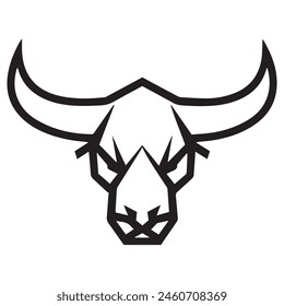 Geometric bull head logo in black and white. Modern, abstract vector design, ideal for finance or sports branding