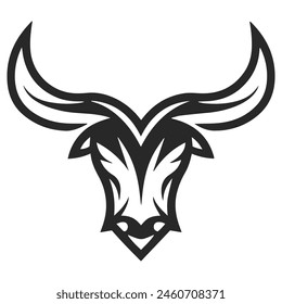 Geometric bull head logo in black and white. Modern, abstract vector design, ideal for finance or sports branding