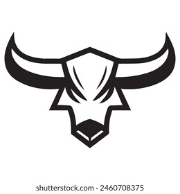 Geometric bull head logo in black and white. Modern, abstract vector design, ideal for finance or sports branding