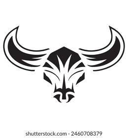 Geometric bull head logo in black and white. Modern, abstract vector design, ideal for finance or sports branding