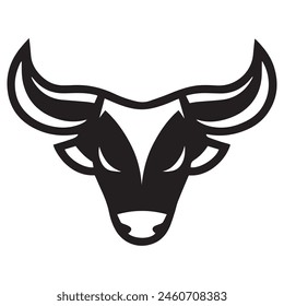 Geometric bull head logo in black and white. Modern, abstract vector design, ideal for finance or sports branding