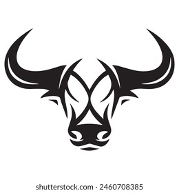 Geometrisches Bullhead Logo in Schwarz und Weiß. Modernes, abstraktes Vektorgrafik-Design, ideal für Finanz- oder Sportmarken