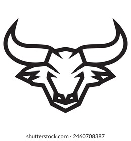 Geometric bull head logo in black and white. Modern, abstract vector design, ideal for finance or sports branding