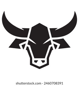 Geometric bull head logo in black and white. Modern, abstract vector design, ideal for finance or sports branding