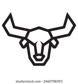 Geometric bull head logo in black and white. Modern, abstract vector design, ideal for finance or sports branding