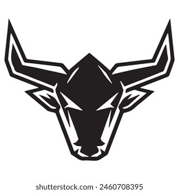 Geometric bull head logo in black and white. Modern, abstract vector design, ideal for finance or sports branding