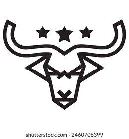 Geometric bull head logo in black and white. Modern, abstract vector design, ideal for finance or sports branding