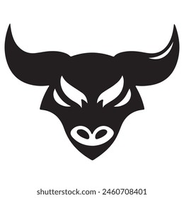 Geometric bull head logo in black and white. Modern, abstract vector design, ideal for finance or sports branding