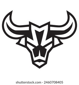 Geometric bull head logo in black and white. Modern, abstract vector design, ideal for finance or sports branding