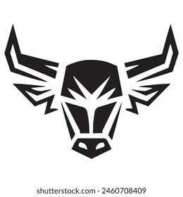 Geometric bull head logo in black and white. Modern, abstract vector design, ideal for finance or sports branding