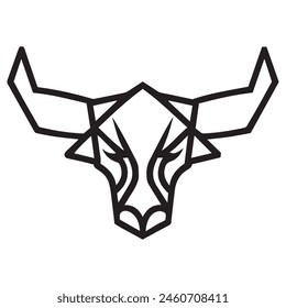 Geometric bull head logo in black and white. Modern, abstract vector design, ideal for finance or sports branding