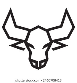 Geometric bull head logo in black and white. Modern, abstract vector design, ideal for finance or sports branding