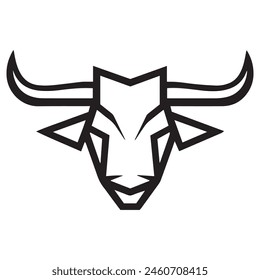 Geometric bull head logo in black and white. Modern, abstract vector design, ideal for finance or sports branding