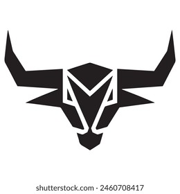 Geometric bull head logo in black and white. Modern, abstract vector design, ideal for finance or sports branding