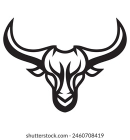 Geometric bull head logo in black and white. Modern, abstract vector design, ideal for finance or sports branding