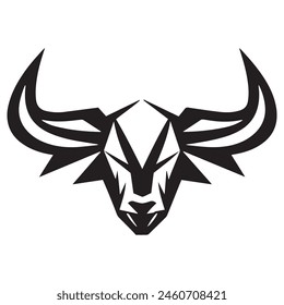 Geometric bull head logo in black and white. Modern, abstract vector design, ideal for finance or sports branding