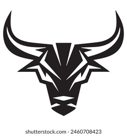 Geometric bull head logo in black and white. Modern, abstract vector design, ideal for finance or sports branding