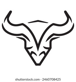 Geometric bull head logo in black and white. Modern, abstract vector design, ideal for finance or sports branding