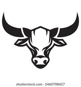 Geometric bull head logo in black and white. Modern, abstract vector design, ideal for finance or sports branding